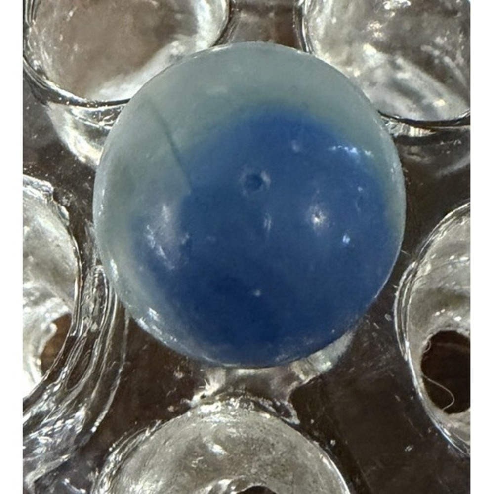 Vintage Blue White WV Swirl Marble Machine Made Glass Marble Collectible